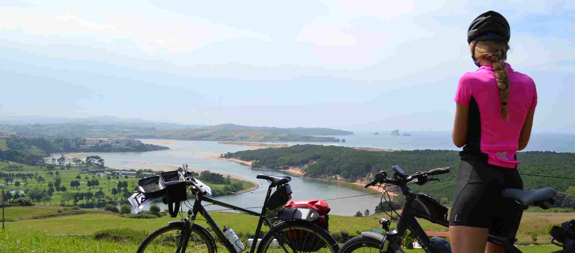 cyclist and stunning coastal views near Santander
