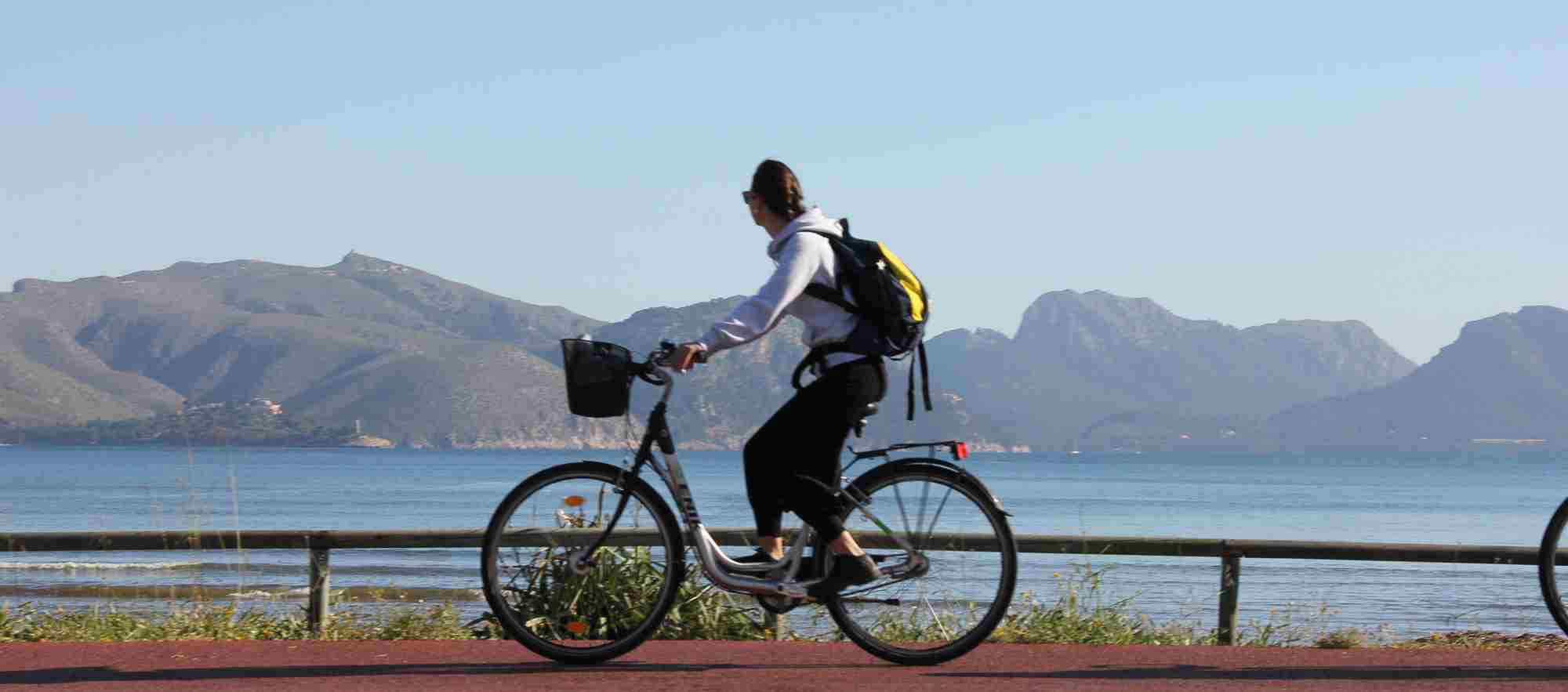 cyclist beside the med in Mallorca