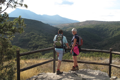 couple of walkers admire views
